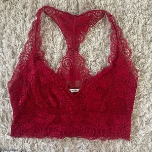 Red lace bralette